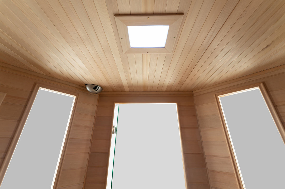 Blisspod | Vienna | Corner Spacious Far Infrared Sauna | Canadian Hemlock Wood | Ultra Low EMF | 12 Heaters | 4-5 Persons