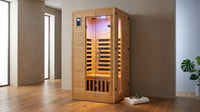 2024 Upgrade 1 to 2 Person Infrared Sauna, Low EMF Infrared Sauna for Home, Indoor Sauna Room, Hemlock Wooden Far Infrared Sauna, Dry Sauna with Bluetooth Speakers, LED Reading and Chromotherapy Lamp — Lifestyle