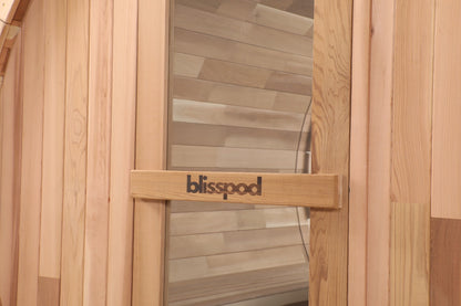 Blisspod | Prague | Canadian Red Cedar Outdoor Steam Barell Sauna | 2-4 / 4-6 persons with Full Glass Back & 2 front Porch seats