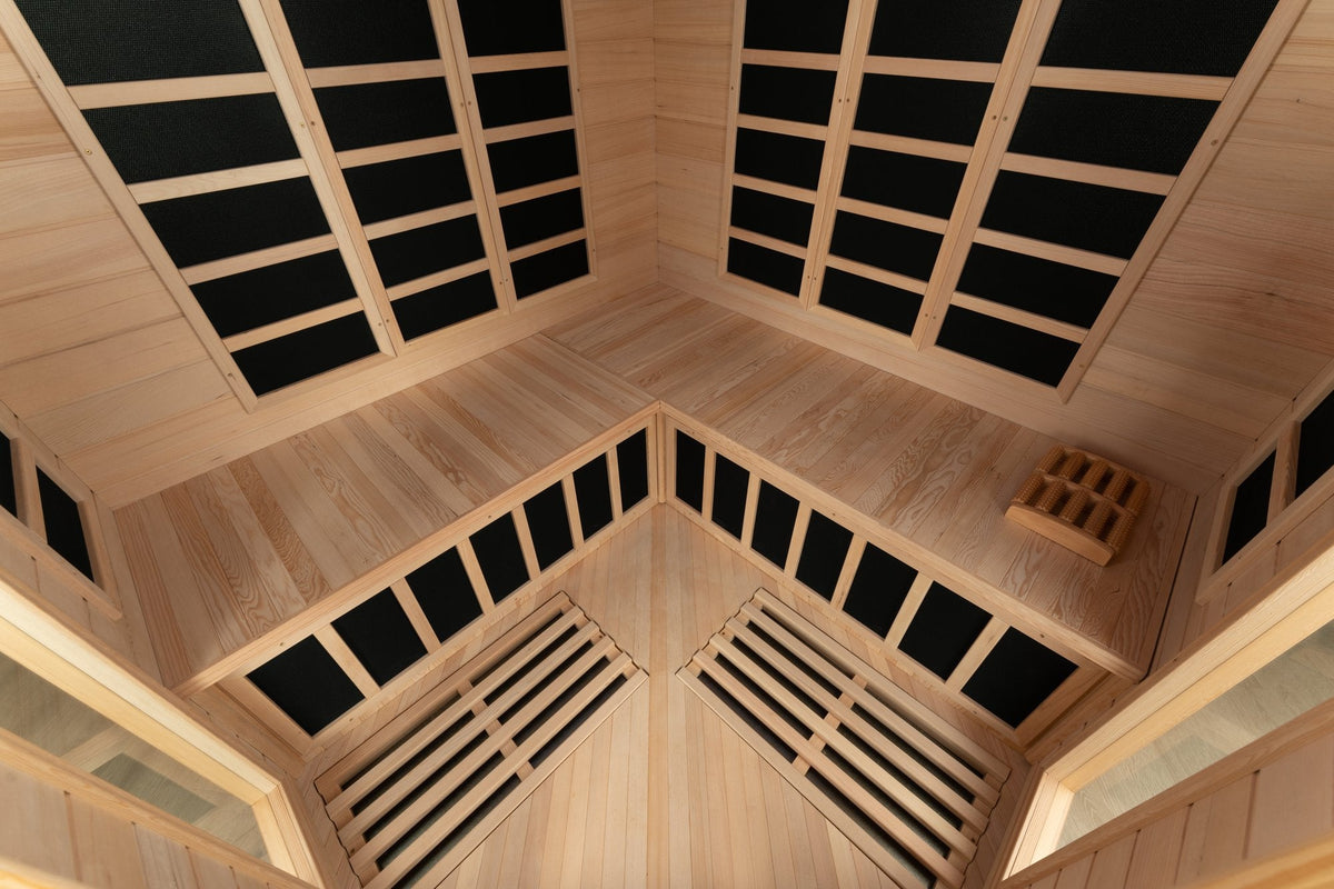 Blisspod | Vienna | Corner Spacious Far Infrared Sauna | Canadian Hemlock Wood | Ultra Low EMF | 12 Heaters | 4-5 Persons