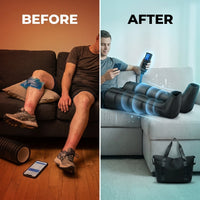 Leg Compression Massager,Professional Full Leg Sequential Pressure Boots, Air Compression Recovery System for Athletes - Circulation and Edema, RLS, Swelling, Pain Relief,9 Intensities 6 Modes — Before & After