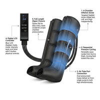 Leg Compression Massager,Professional Full Leg Sequential Pressure Boots, Air Compression Recovery System for Athletes - Circulation and Edema, RLS, Swelling, Pain Relief,9 Intensities 6 Modes — How It Works