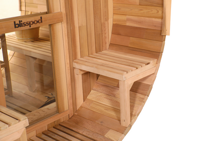 Blisspod | Prague | Canadian Red Cedar Outdoor Steam Barell Sauna | 2-4 / 4-6 persons with Full Glass Back & 2 front Porch seats