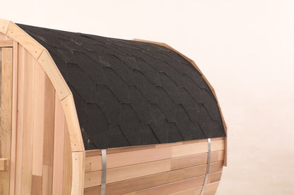Blisspod | Prague | Canadian Red Cedar Outdoor Steam Barell Sauna | 2-4 / 4-6 persons with Full Glass Back & 2 front Porch seats